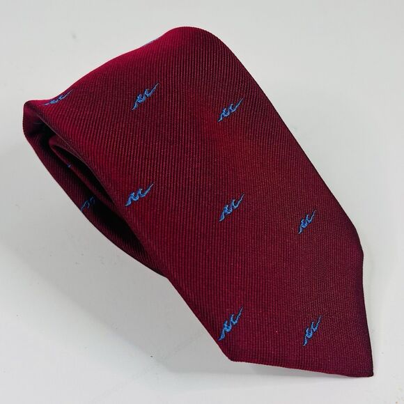 Givenchy Monsieur Vintage 100% Silk Necktie Squiggle Red Blue 57 1/2 x 3 1/4 - Picture 1 of 3